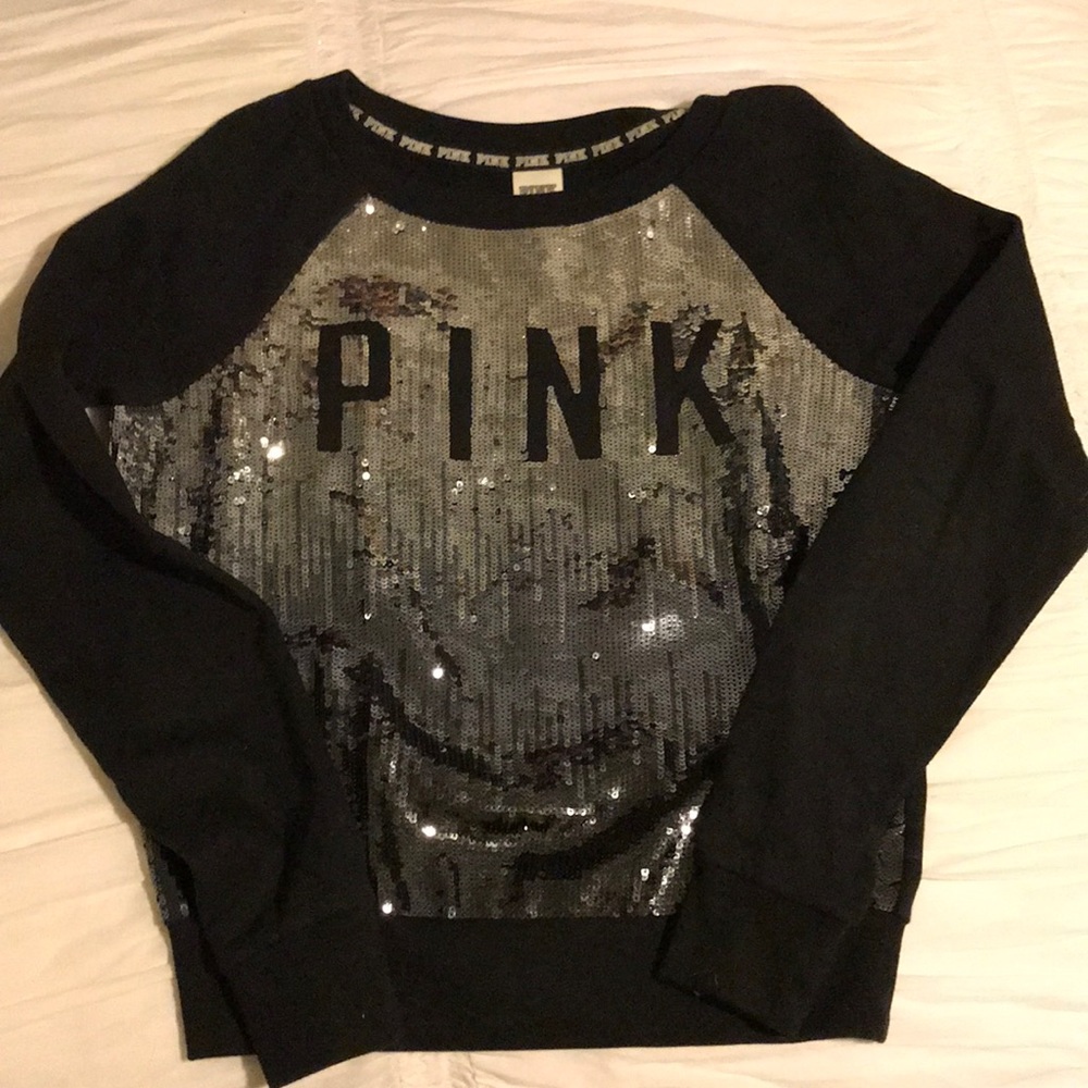 VS PINK black sequined crewneck